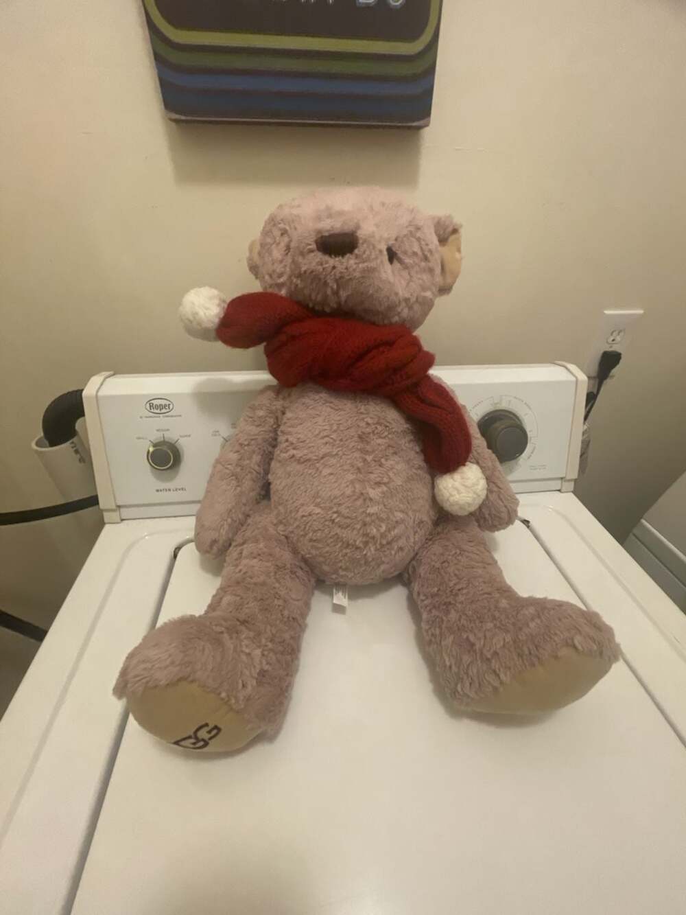 UGG Plush Teddy Bear Stuffed Animal with Red Scarf
